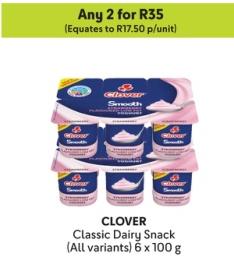 Any 2 CLOVER Classic Dairy Snack (All variants) 6 x 100 g