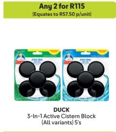 Any 2 DUCK 3-In-1 Active Cistern Block (All variants) 5's