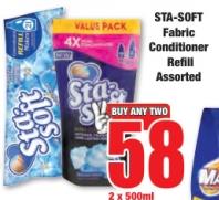 STA-SOFT Fabric Conditioner Refill Assorted 2 x 500ml 