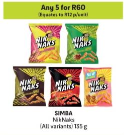 Any 5 SIMBA NikNaks (All variants) 135 g