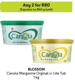 Blossom Canola Margarine Original or Lite Tub