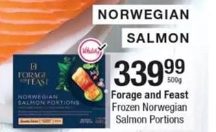 Forage and Feast Frozen Norwegian Salmon Portions 500g