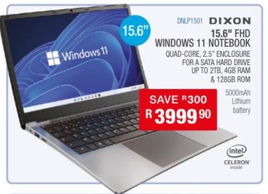 DIXON 15.6" FHD Windows 11 Notebook 