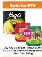 Black Cat Peanut Butter 400 g Assorted PLUS Hugo Mixed Fruit Jam 900gm 