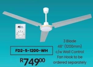 3 Blade 48" ceiling fan with wall control