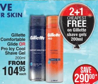 Gillette Comfortable Glide OR Pro Icy Cool Shave Gel 200ml