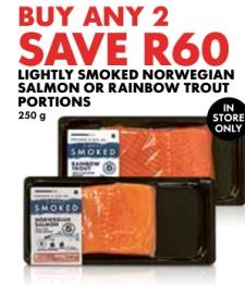 Lightly Smoked Norwegian Salmon or Rainbow Trout Portions Buy any 2 