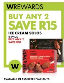 Buy any 2 Save R 15 Ice Cream Solos 6 pack 