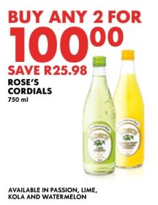 Rose's Cordials 750 ml Buy any 2 