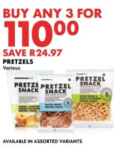 Pretzels Various  Buy any 3 