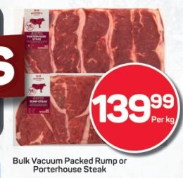 Pnp Bulk Vacuum Packed Rump or Porterhouse Steak 1kg