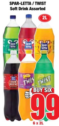 SPAR-LETTA / TWIST Soft Drink Assorted 6 x 2L