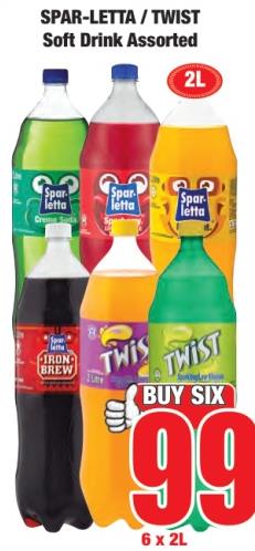 SPAR-LETTA / TWIST Soft Drink Assorted 6 x 2L