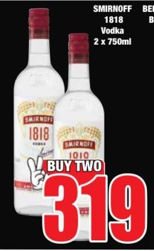 SMIRNOFF 1818 Vodka 2 x 750 ml