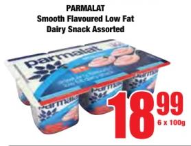 PARMALAT Smooth Flavoured Low Fat Dairy Snack Assorted 6 x 100g