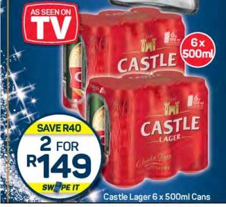 Castle Lager 6 x 500ml Cans