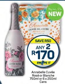 Any 2 Annabelle Cuvée Rosé or Blanche 750ml or 6 x 250ml Cans