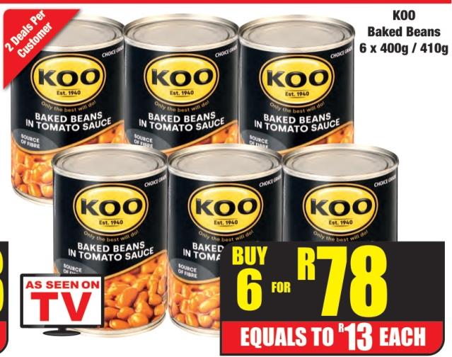 KOO Baked Beans 6 x 400g / 410g