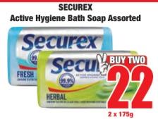 Securex Active Hygiene Bath Soap Assorted 2 x 175g