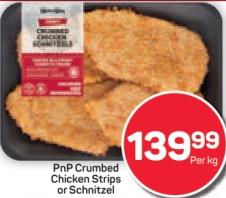 PnP Crumbed Chicken Strips or Schnitzel 1kg