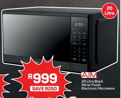 AIM Black Mirror Finish Electronic Microwave 20ltr