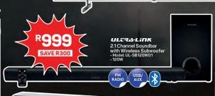 Ultra-Link 2.1 Channel Soundbar with Wireless Subwoofer - Model UL-SB100WD1