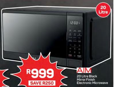 AIM 20 Litre Black Mirror Finish Electronic Microwave