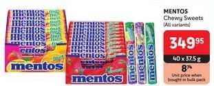 MENTOS Chewy Sweets (All variants) 40 x 37.5 g