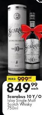 Scarabus 10 Y/O Islay Single Malt Scotch Whisky 750ml 