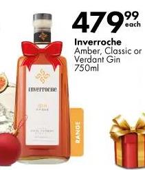 Inverroche Amber, Classic or Verdant Gin 750 ml 