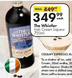 The Whistler Irish Cream Liqueur 750ml 