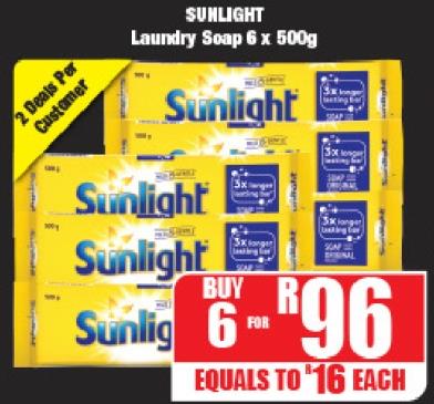 Sunlight Laundry Soap 6 x 500g