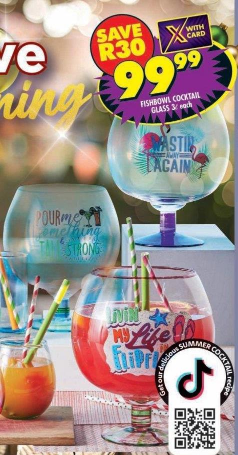 Fishbowl Cocktail Glass 3x pack