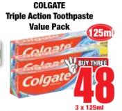 Colgate Triple Action Toothpaste Value Pack 3x125 ml