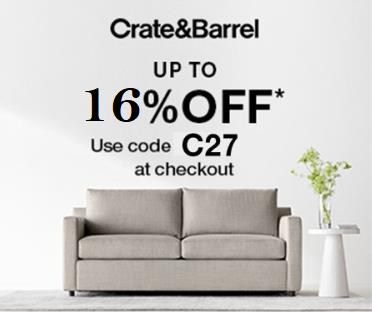 Upto 16% off on Crate & Barrel Website