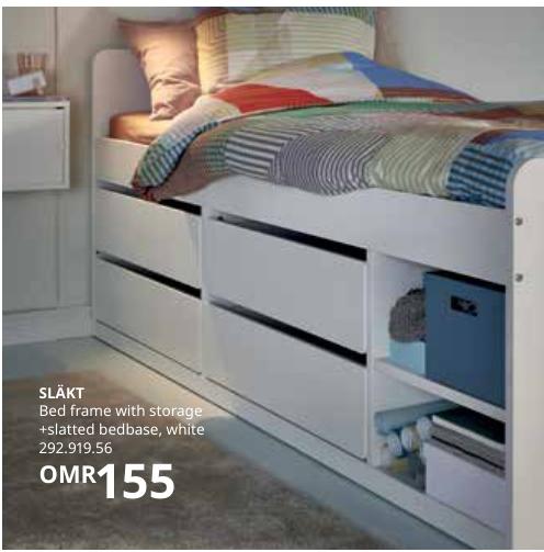 IKEA SLAKT Bed frame with + slatted bedbase, white