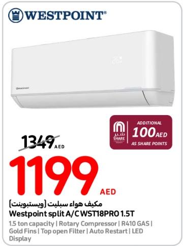 Westpoint split A/C WST18PRO 1.5T  ADDITIONAL 100 AED AS PER POINTS 