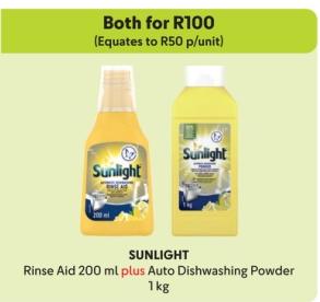SUNLIGHT Rinse Aid 200 ml plus Auto Dishwashing Powder 1 kg