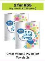 Great Value 2 Ply Roller Towels 2s