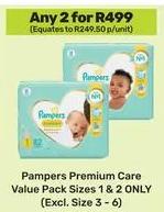 Pampers Premium Care. Value Pack Sizes 1 & 2 ONLY (Excl. Size 3 - 6) Any 2