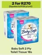 Baby Soft 2 Ply Toilet Tissue 18s