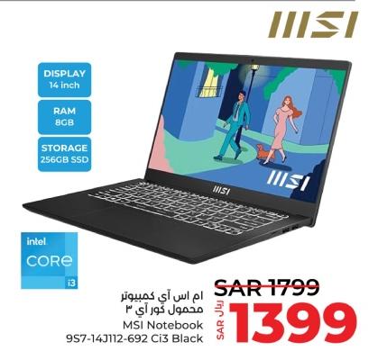 MSI Notebook 957-14J112-692 Ci3 Black