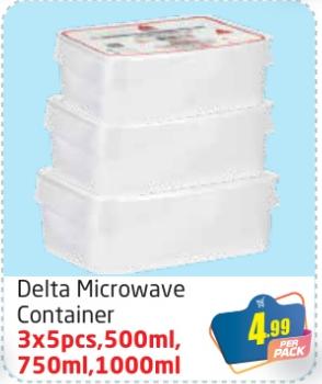 Delta Microwave Container 3x5pcs,500ml, 750ml,1000ml