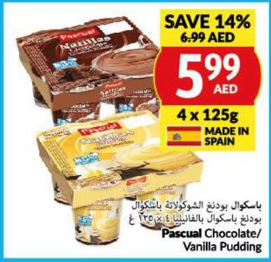 Pascual Chocolate/ Vanilla Pudding 4x125g