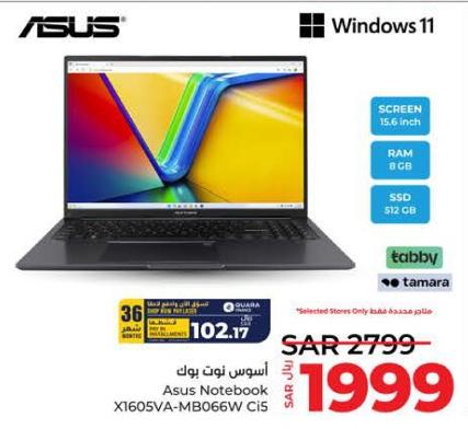 Asus Notebook X1605VA-MB066W CI5