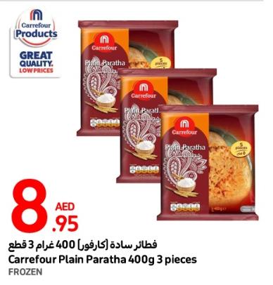 Carrefour Plain Paratha 400g 3 pieces FROZEN