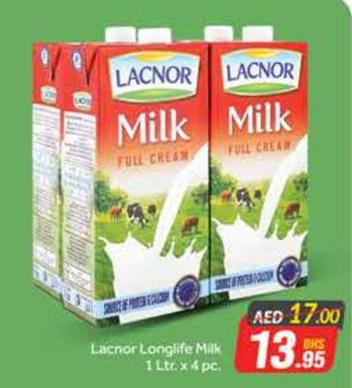Lacnor Longlife Milk 1 Ltr. x 4 pc.
