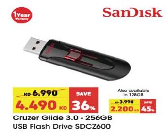 Sandisk Cruzer Glide 3.0 - 256GB USB Flash Drive SDCZ600