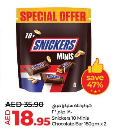Snickers 10 Minis Chocolate Bar 180gm x 2