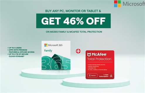 46 % OFF ON MS365 FAMILY & MCAFEE TOTAL PROTECTION